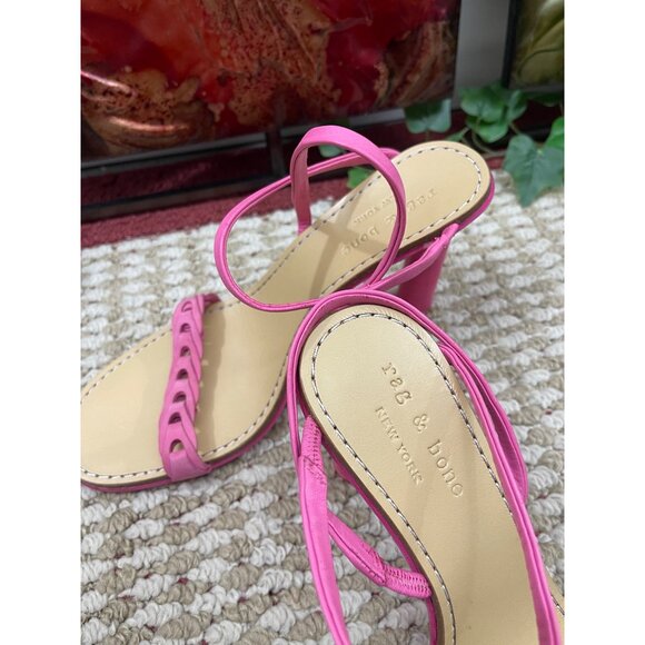 rag‎ & bone Infinity Cylinder-Heel Slingback Sandals in Pink Size 38.5 (US 8.5) - Picture 7 of 11